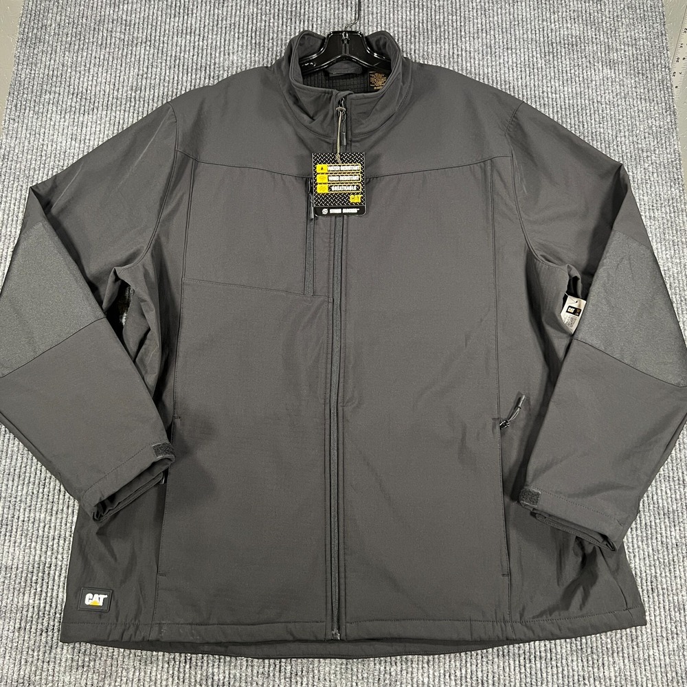 Caterpillar CAT Grid Fleece Softshell Jacket‎ Coat Mens 2XL XXL Black New